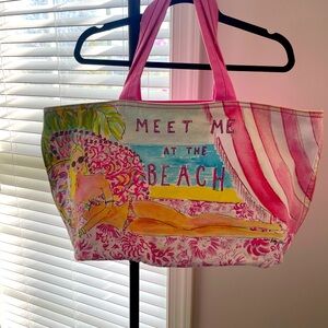 Lilly Pulitzer Meet Me At The Beach 100% Cotton Canvas Tote bag